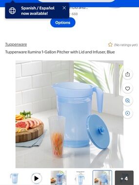 Tupperware Ilumina Pitcher with Lid and Infuser - Light Blue